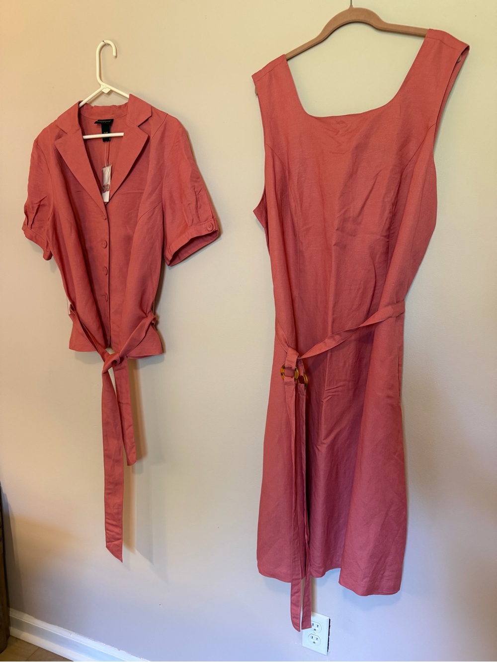 Vintage Lane Bryant Coral Pink Dress with Matching Short-Sleeve Jacket Plus Size